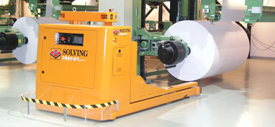 Automatically guided Paper Roll material handling system on air casters