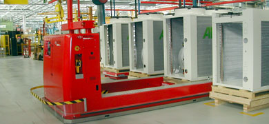 automated guided vehicle system for handling Rolls and reels automatically